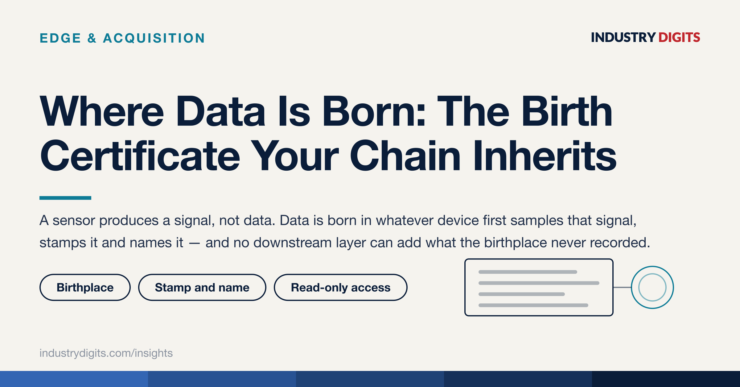 Article cover: where data is born, the birth certificate your chain inherits.