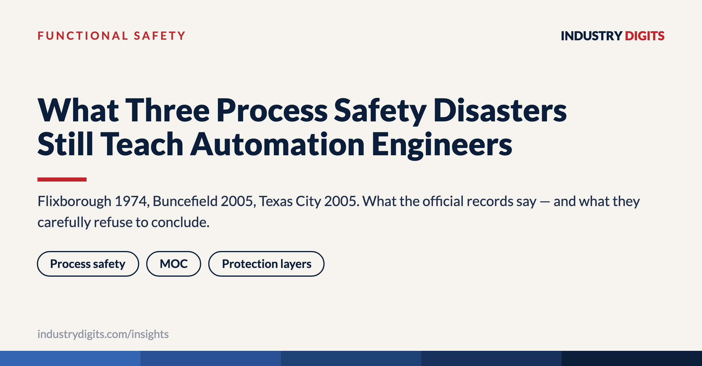 Article cover: What three process safety disasters still teach automation engineers.