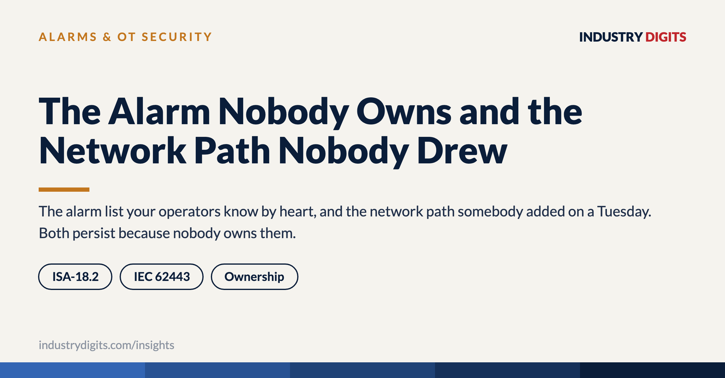 Article cover: The alarm nobody owns and the network path nobody drew.