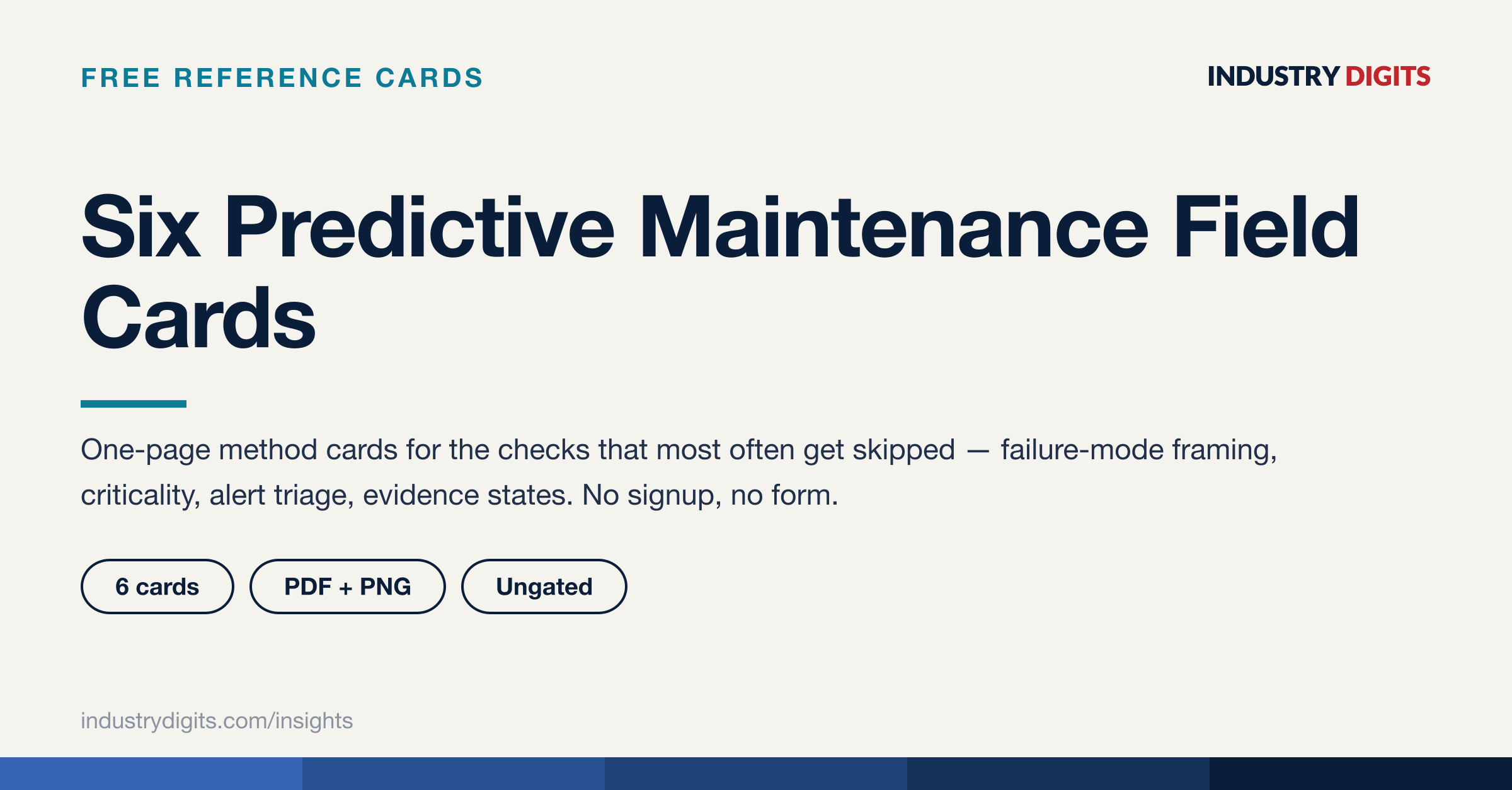 Article cover: Six predictive maintenance field cards.