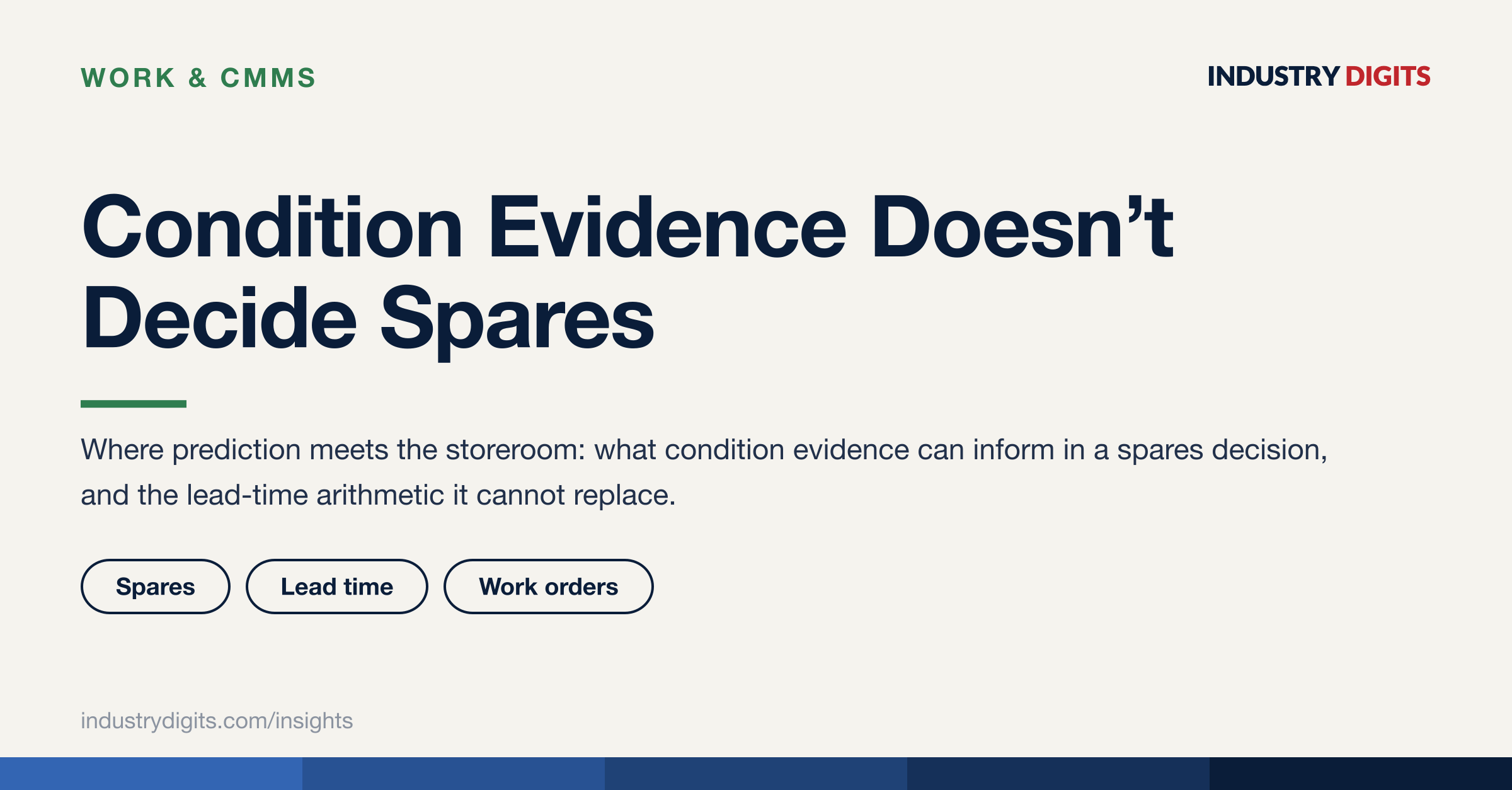 Article cover: condition evidence doesn't decide spares.